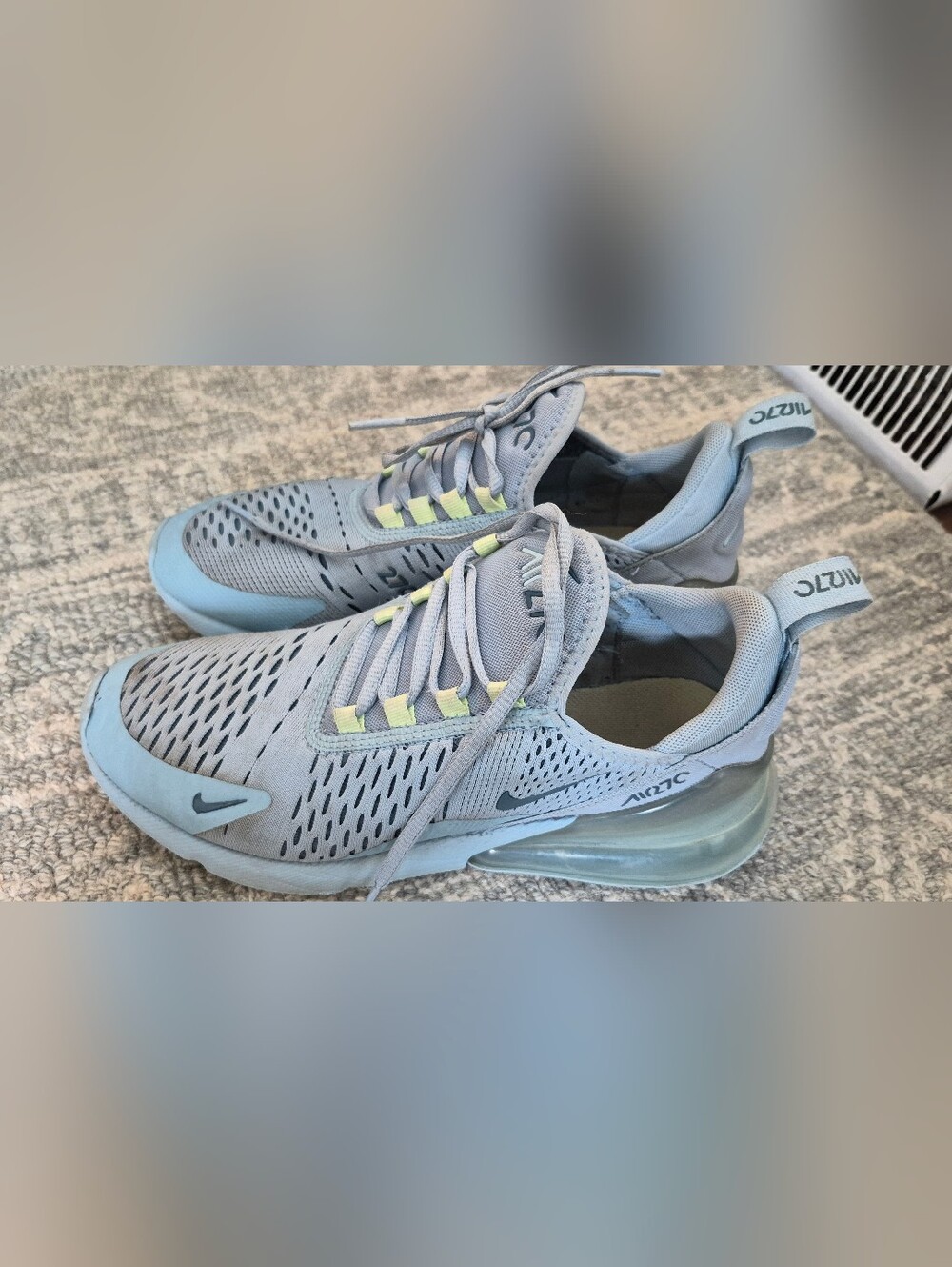 Nike Air Max 270 Women's Shoes - Light Blue with Neon Yellow Accents